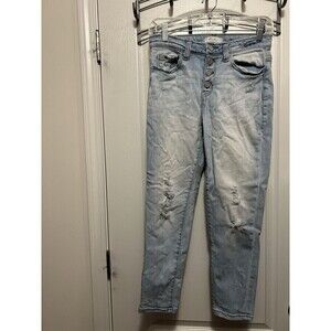 Kancan Signature Jeans Kurvy Mid-rise Ankle Skinny Size 27 Distressed Light Wash